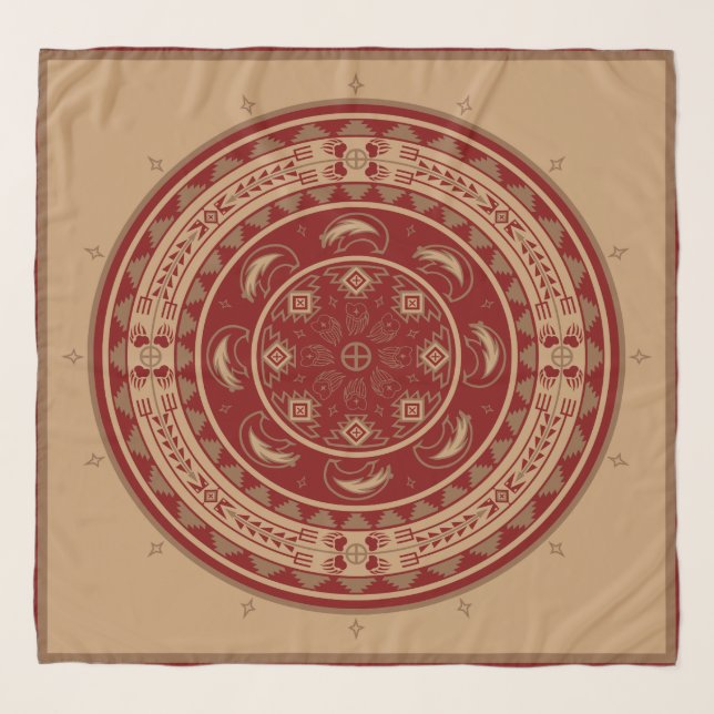 Bear Spirit Maroon Scarf (Front)