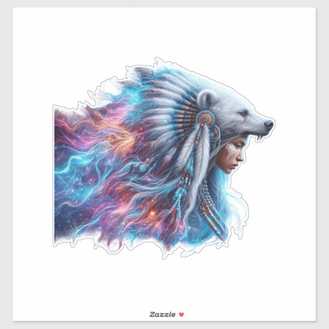 Bear Spirit Warrior Custom-Cut Vinyl Sticker (Sheet)