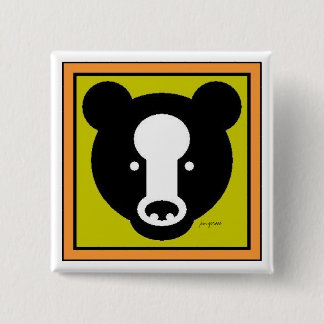 bear square pinback button