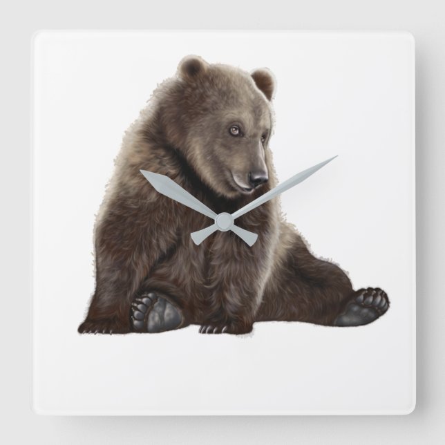 Bear Square Wall Clock (Front)