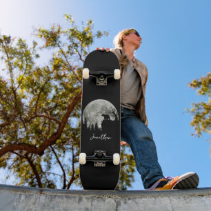 Bear Stand On Mountain Spooky Halloween Moon Skateboard
