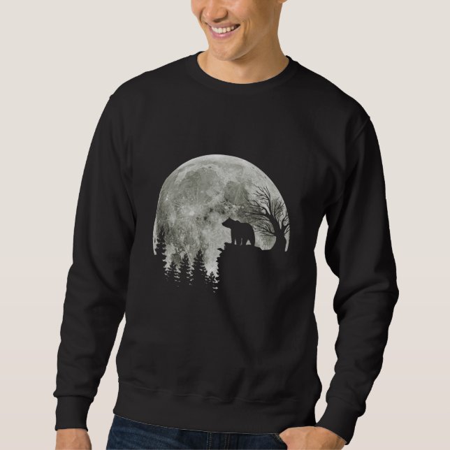 Bear Stand On Mountain Spooky Halloween Moon Sweatshirt (Front)