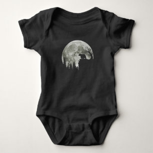 Bear Standing On Mountain Moonlight Halloween Baby Bodysuit