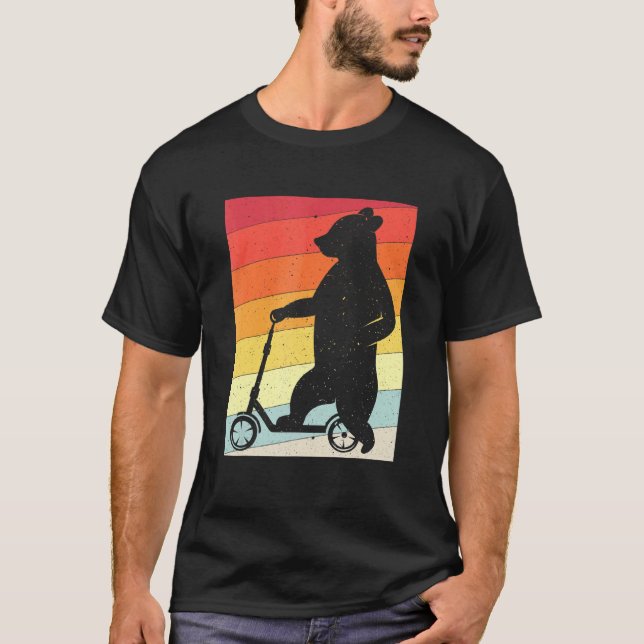 Bear Stunt Kick Scooter Kick Scooter Skater Retro  T-Shirt (Front)