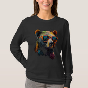 Bear Sunglasses Colourful Art Animal Bear T-Shirt