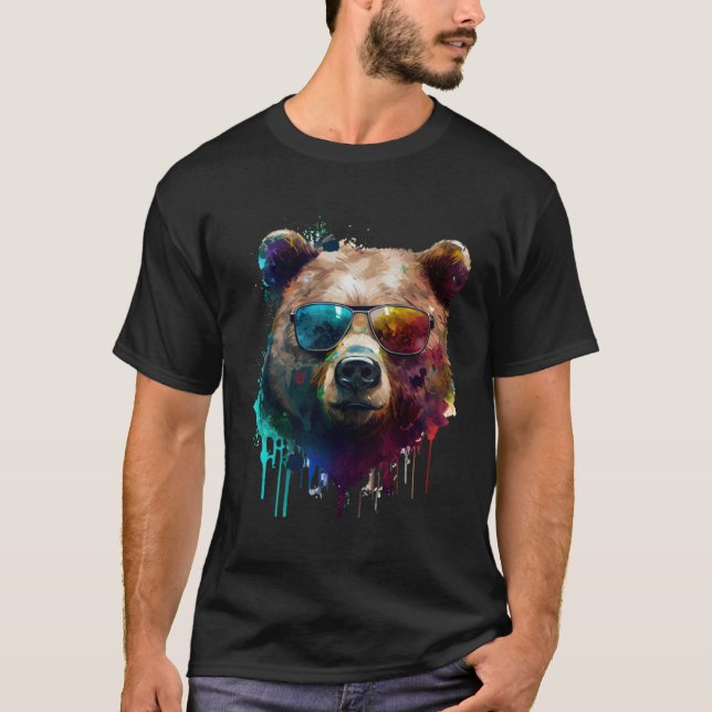 Bear sunglasses glasses vacation party  bear fan T-Shirt (Front)