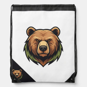 bear t-shirt logo drawstring bag