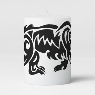 Bear Tattoo Designs Black White Pillar Candle