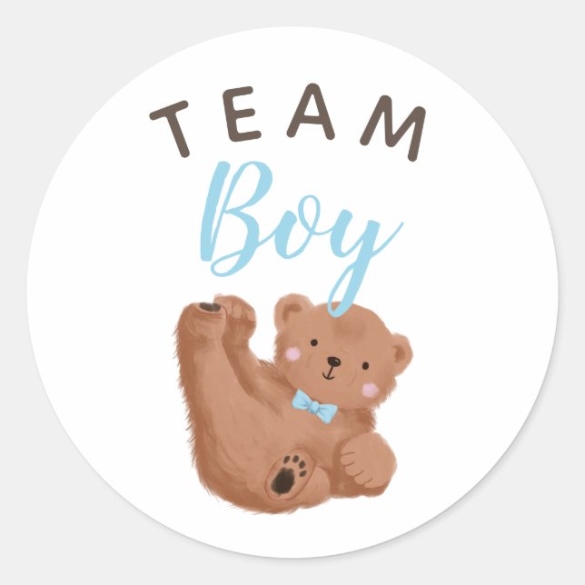 Bear Team Boy Gender Reveal Party Vote  Classic Round Sticker (Front)