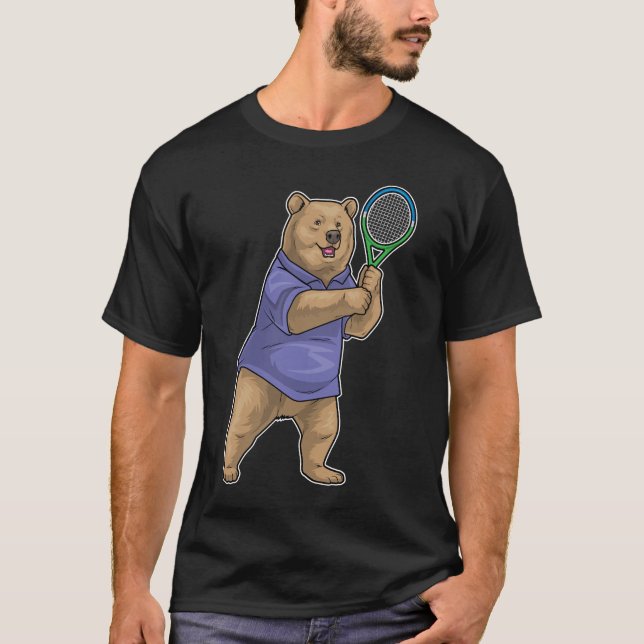 Bear Tennis Tennis racket Sports T-Shirt (Front)