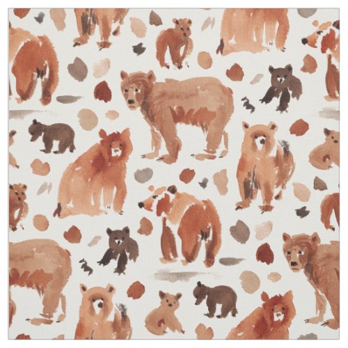 BEAR TERRITORY Brown Mama and Cub Nursery Bears Fabric