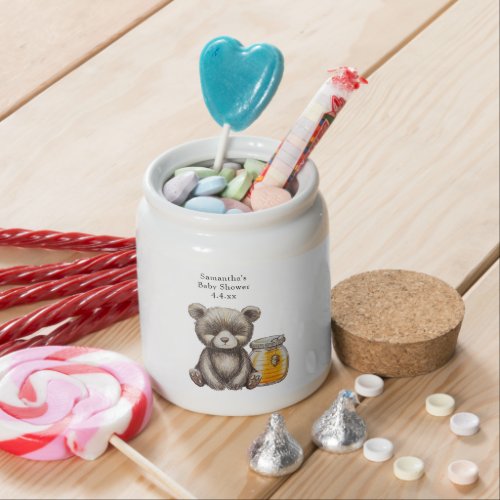 Bear thank you baby shower candy jar