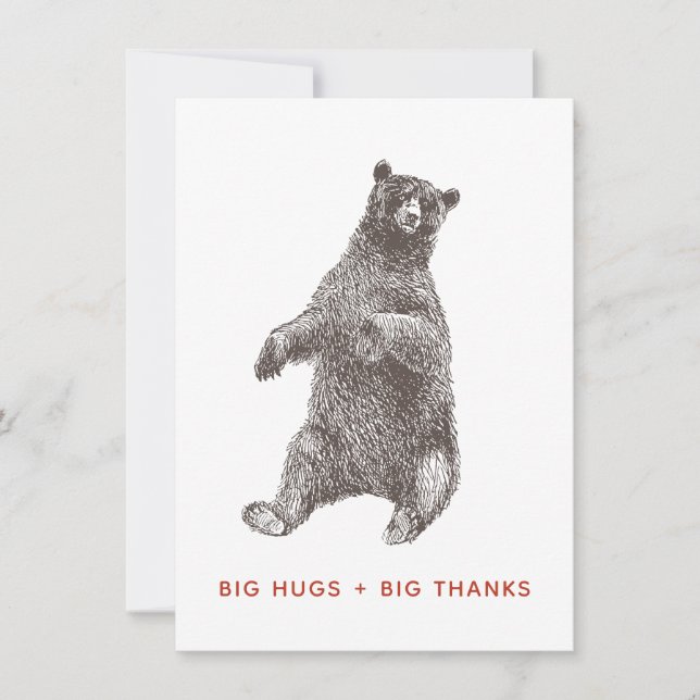Bear Thank You Card, Big Hugs (Front)