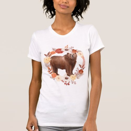 Bear Thanksgiving Fall Autumn Leaves Cute T_Shirt