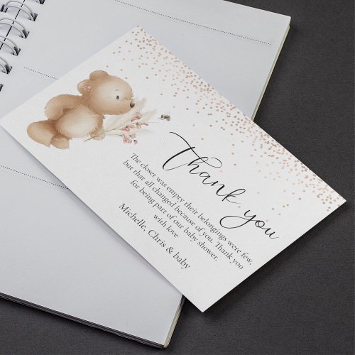 Bear  The Bee Baby Shower Thank You Card