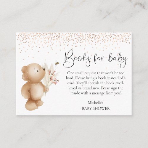 Bear  The Bee Books For Baby Shower Enclosure Card