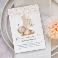Bear & The Bee First Birthday Invitation