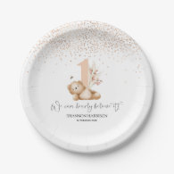 Bear & The Bee First Birthday Paper Plates