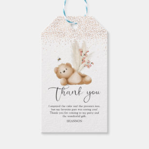 Bear & The Bee First Birthday Thank You Card Gift Tags
