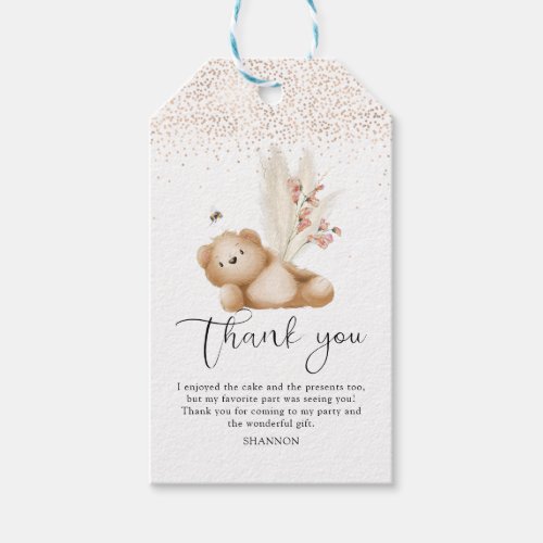 Bear  The Bee First Birthday Thank You Card Gift Tags