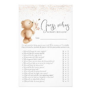 Bear & The Bee 'Guess Who' Baby Shower Game Flyer