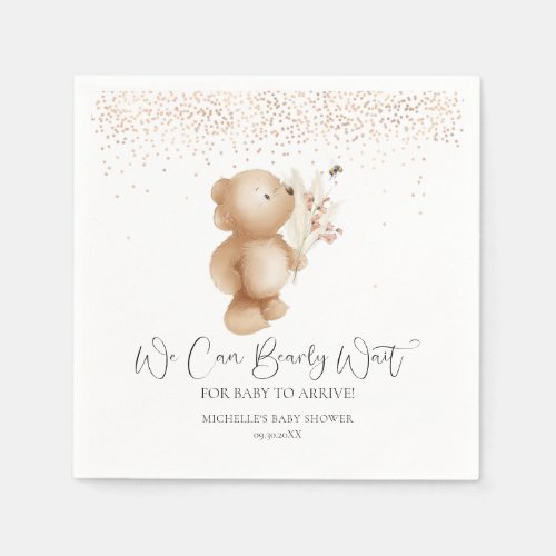 Bear  The Bee  We Can Bearly Wait Baby Shower Napkins