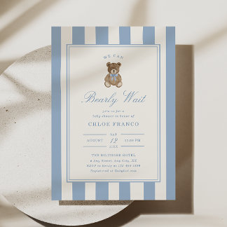 Bear Theme Baby Shower Invitation Bearly Wait