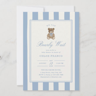 Bear Theme Baby Shower Invitation Bearly Wait