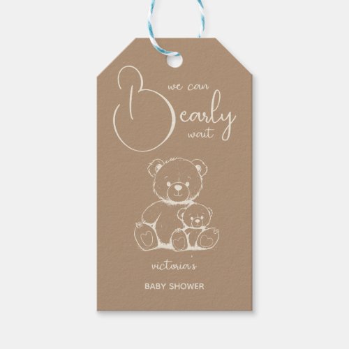 Bear Theme Elegant Rustic Cute Bear Baby Shower  Gift Tags
