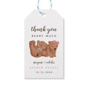 Bear Theme Gender Reveal Party Favor Gift Tags