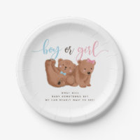 Bear Theme Gender Reveal Party Paper Plate