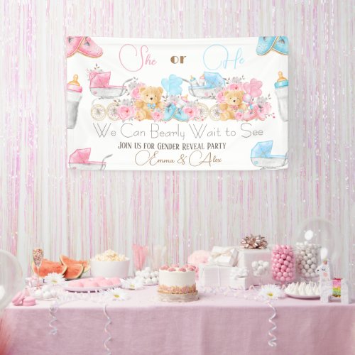 Bear Theme Gender Reveal Party Welcome Banner