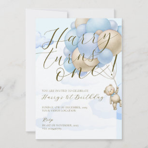 Bear Theme Kids 1st Birthday Invitation