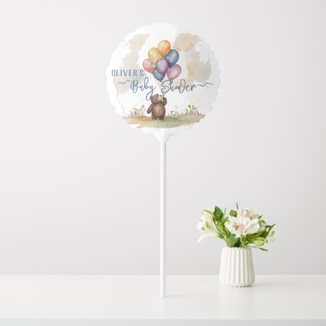 Bear Themed Gender Neutral Baby Shower Balloon (In SItu)