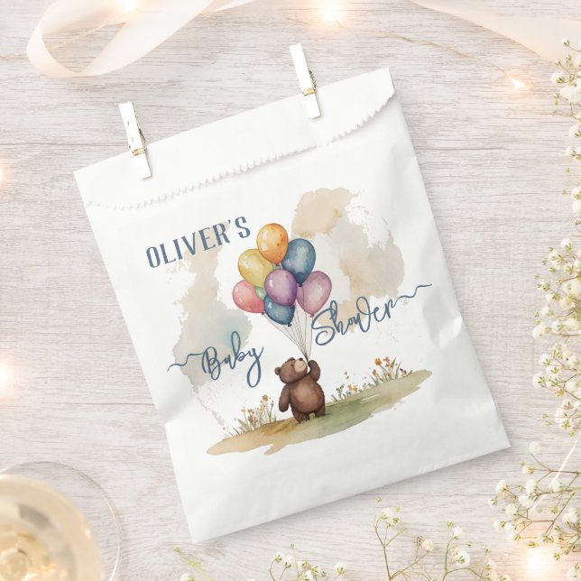 Bear Themed Gender Neutral Baby Shower Favor Bag (Clipped)