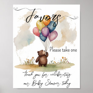 Bear Themed Gender Neutral Baby Shower Favors Poster