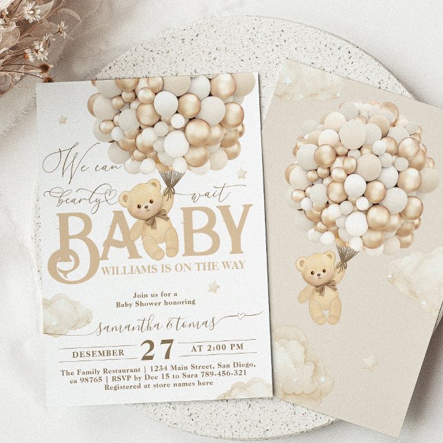 Bear Themed Gender Neutral Baby Shower  Invitation (Creator Uploaded)