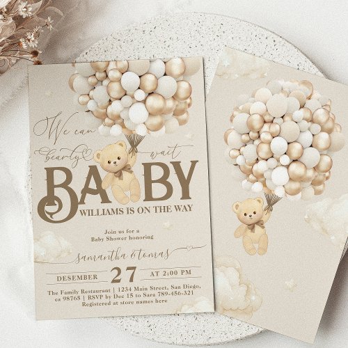 Bear Themed Gender Neutral Baby Shower  Invitation