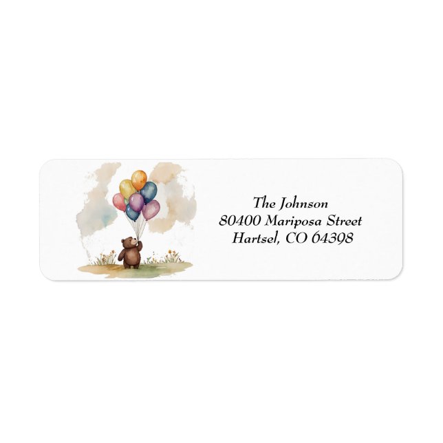 Bear Themed Gender Neutral Baby Shower Label (Front)