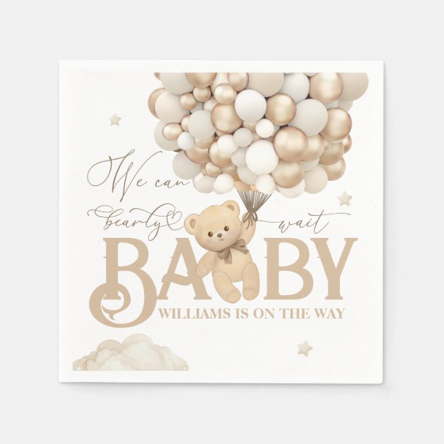 Bear Themed Gender Neutral Baby Shower  Napkins (Front)