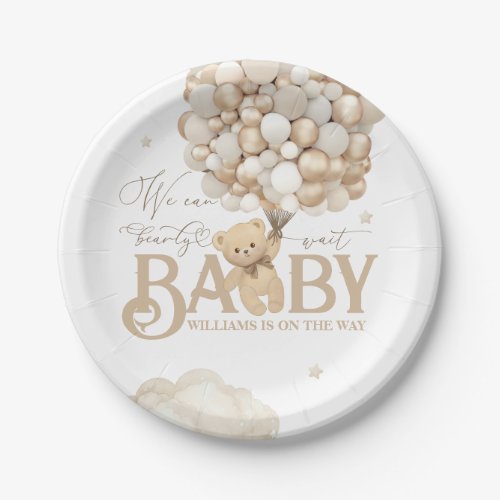 Bear Themed Gender Neutral Baby Shower  Paper Plates