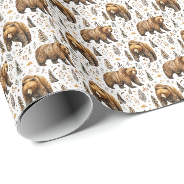 Bear Themed Gift Wrap Wildlife Animals (Roll Corner)