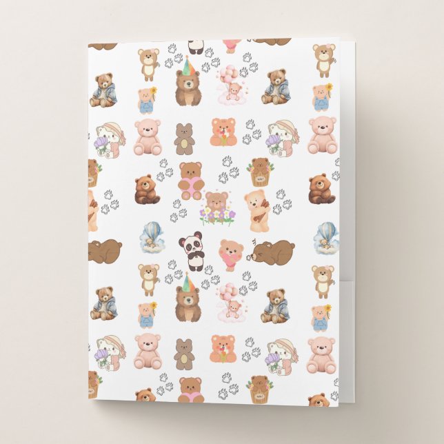 Bear-Themed Seamless Design Pocket Folder (Front)