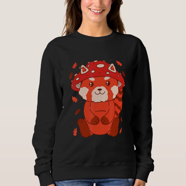 Bear Toadstool Hat Autumn Cat Bear Red Panda Sweatshirt (Front)