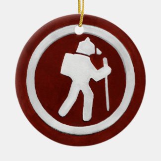 Hiking Bear Trail Marker Ceramic Ornament