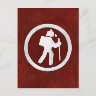 Hiking Bear Trail Marker Postcard