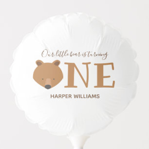 Bear Turning One Cute Animal First Birthday Balloon