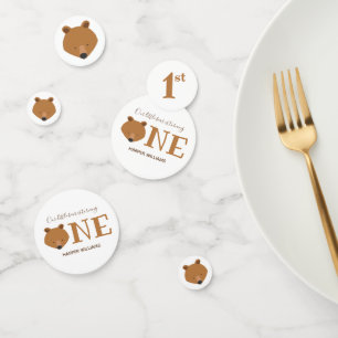 Bear Turning One Cute Animal First Birthday Confetti