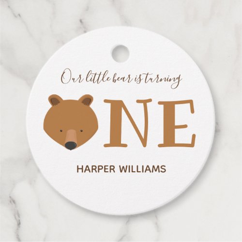 Bear Turning One Cute Animal First Birthday Favor Tags