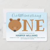 Bear Turning One Winter Animal 1st Birthday Invitation (Front)
